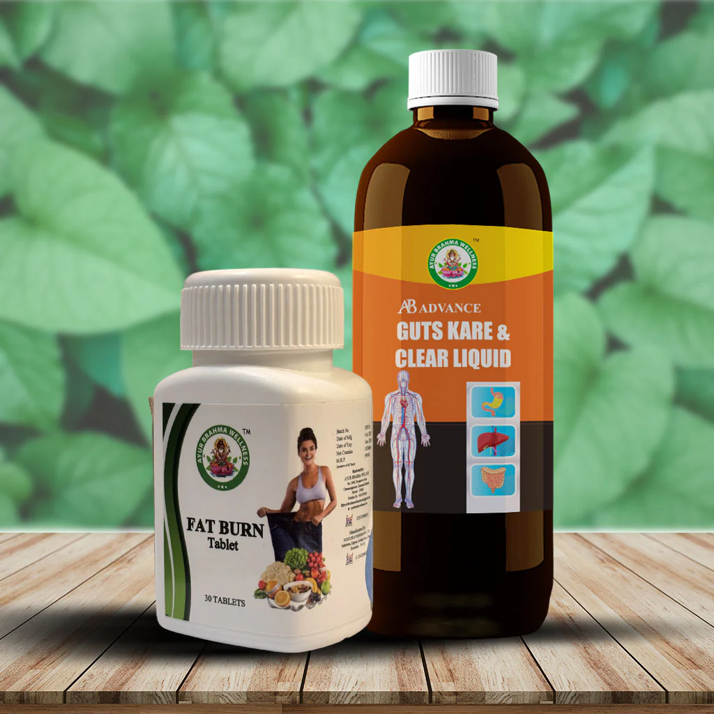 Ayur Brahma Fat Burn Tablets & AB Advance Guts Kare & Clear Liquid Combo Ayur Brahma Fat Burn Tablets & AB Advance Guts Kare & Clear Liquid Combo